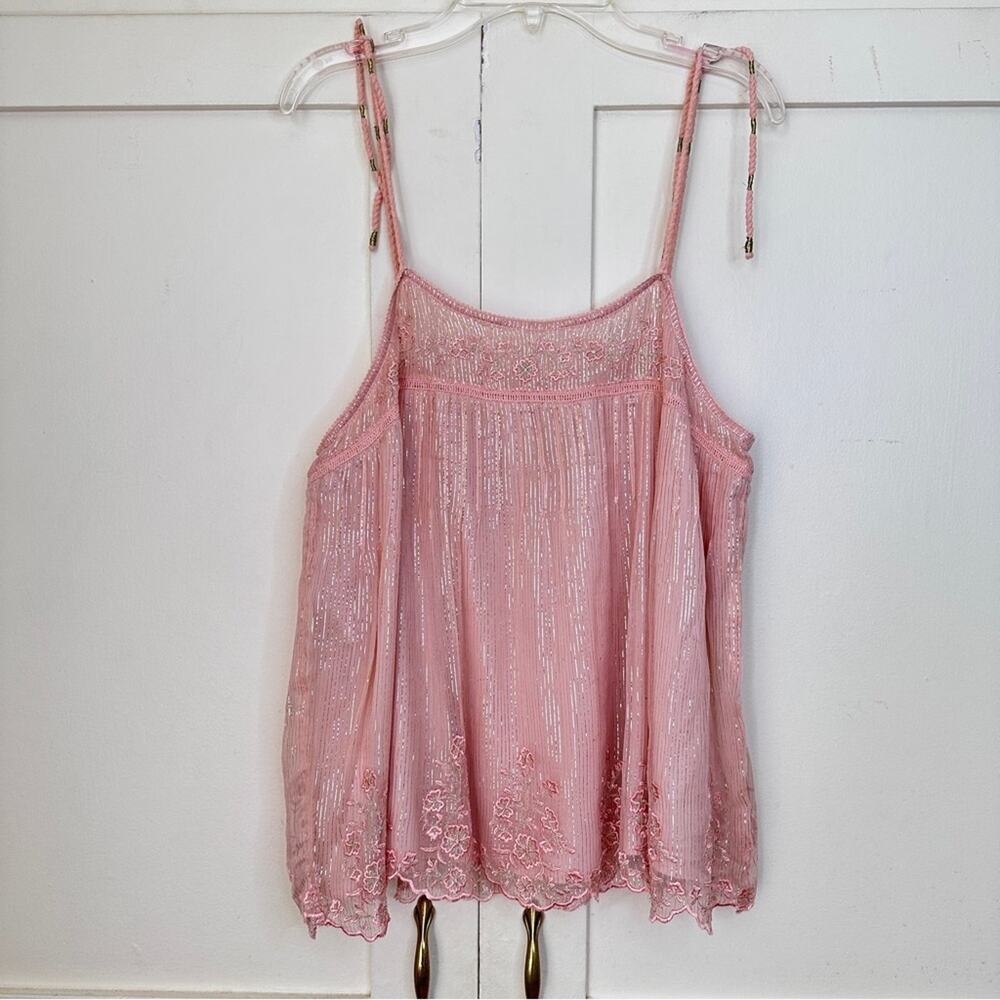 Misa Los Angeles Silvana Metallic Pink Tank Medium